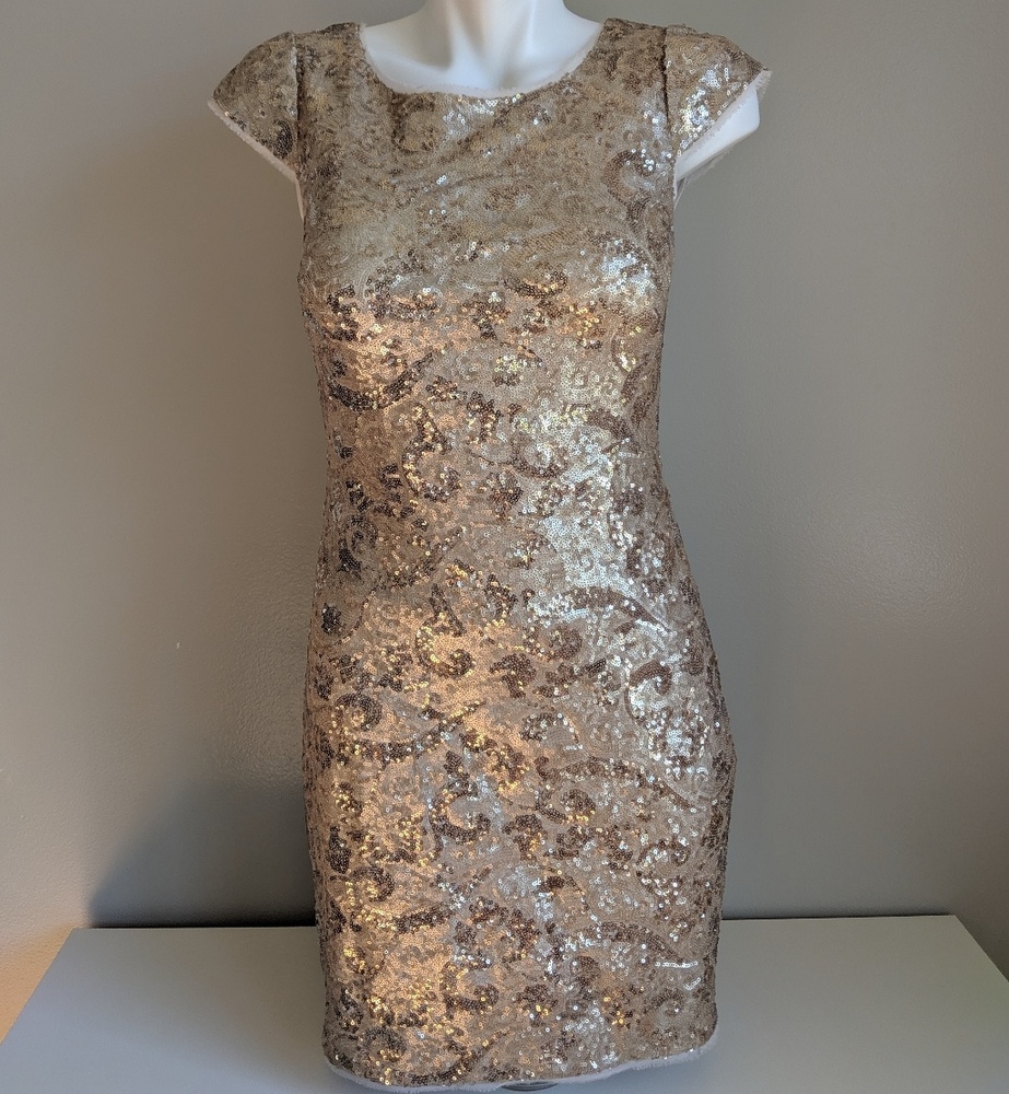 Gold Sequin Cocktail Dress